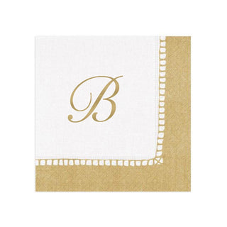Personalization by Caspari Personalized Single Initial Linen Border Cocktail Napkins PG_INITIAL_LINBORDER_COCKTAIL