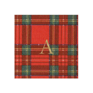 Personalization by Caspari Personalized Single Initial Royal Plaid Cocktail Napkins PG_INITIAL_RPLAID_COCKTAIL