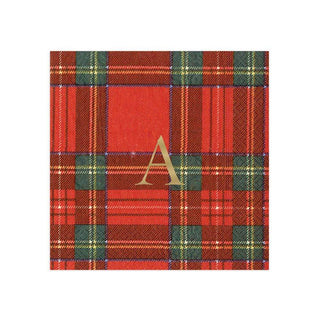 Personalization by Caspari Personalized Single Initial Royal Plaid Cocktail Napkins PG_INITIAL_RPLAID_COCKTAIL