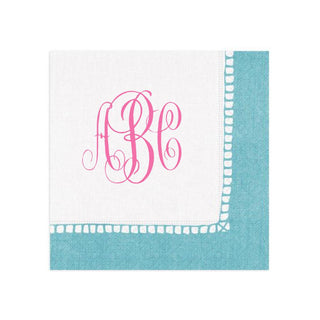 Personalization by Caspari Personalized Monogram Linen Border Cocktail Napkins PG_MONO_LINBORDER_COCKTAIL