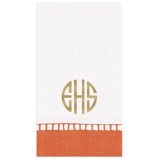 Personalization by Caspari Personalized Monogram Linen Border Guest Towel Napkins PG_MONO_LINBORDER_GUEST