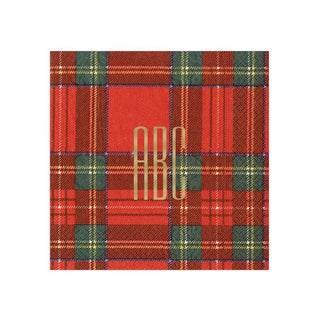 Personalization by Caspari Personalized Monogram Royal Plaid Cocktail Napkins PG_MONO_RPLAID_COCKTAIL