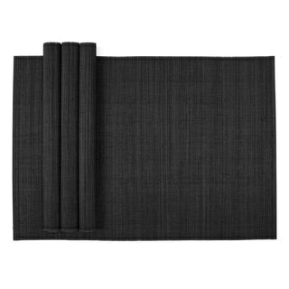 Caspari Roll-Up Bamboo Placemats in Black - Set of 4 PM001