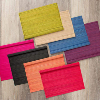 Caspari Roll-Up Bamboo Placemats in Black - Set of 4 PM001