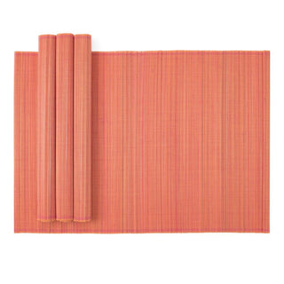 Caspari Roll-Up Bamboo Placemats in Coral - Set of 4 PM003