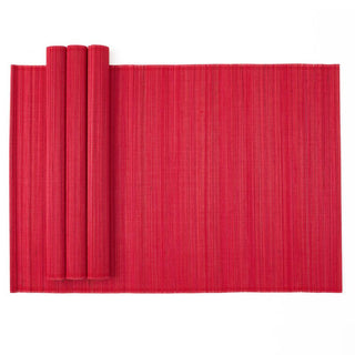 Caspari Roll-Up Bamboo Placemats in Red - Set of 4 PM006