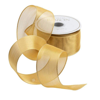 Gold Mesh 2 1/2 Inch x 10 Yards Sheer Ribbon