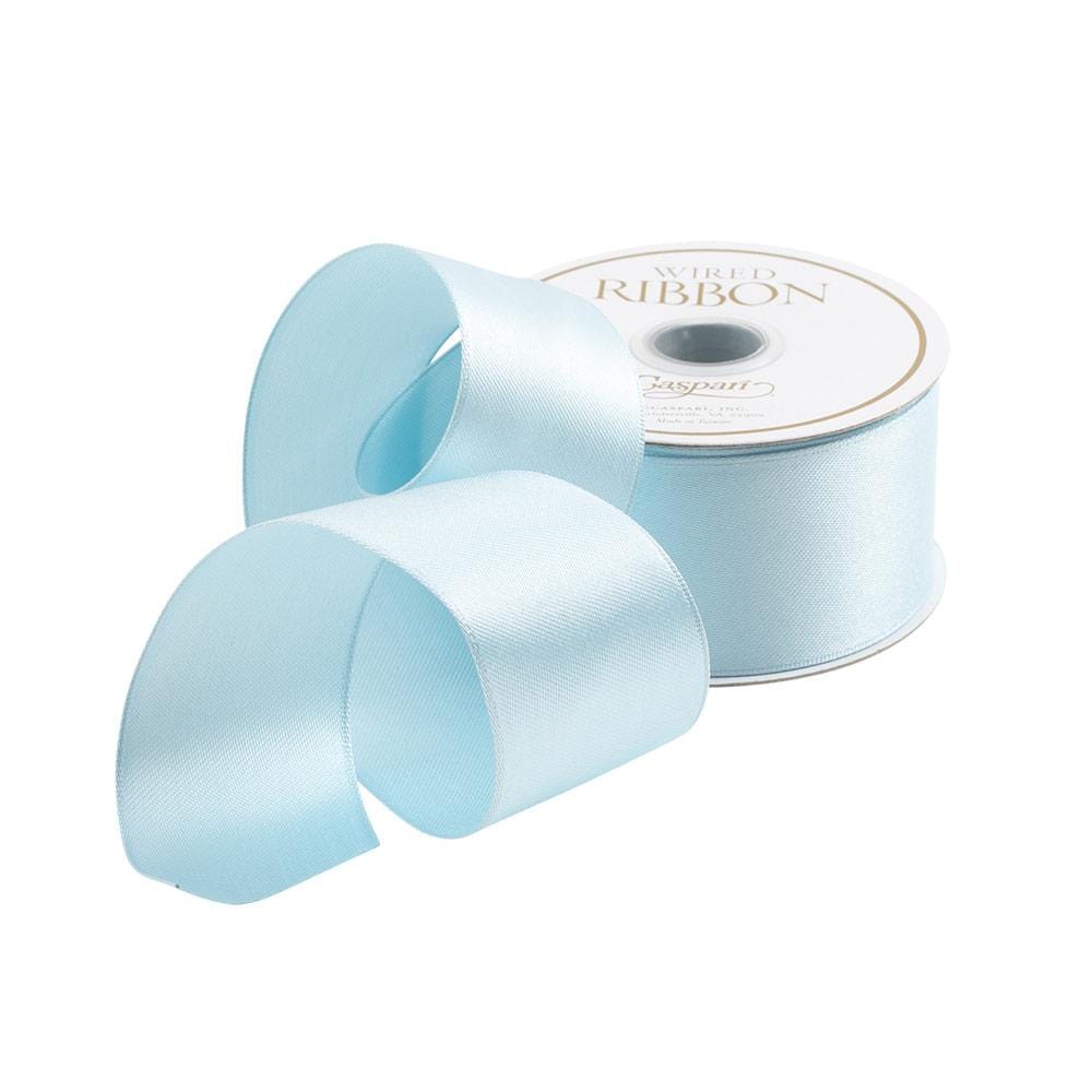 Baby Blue Satin Radiance Ribbon with Silver Shimmer - By the Yard