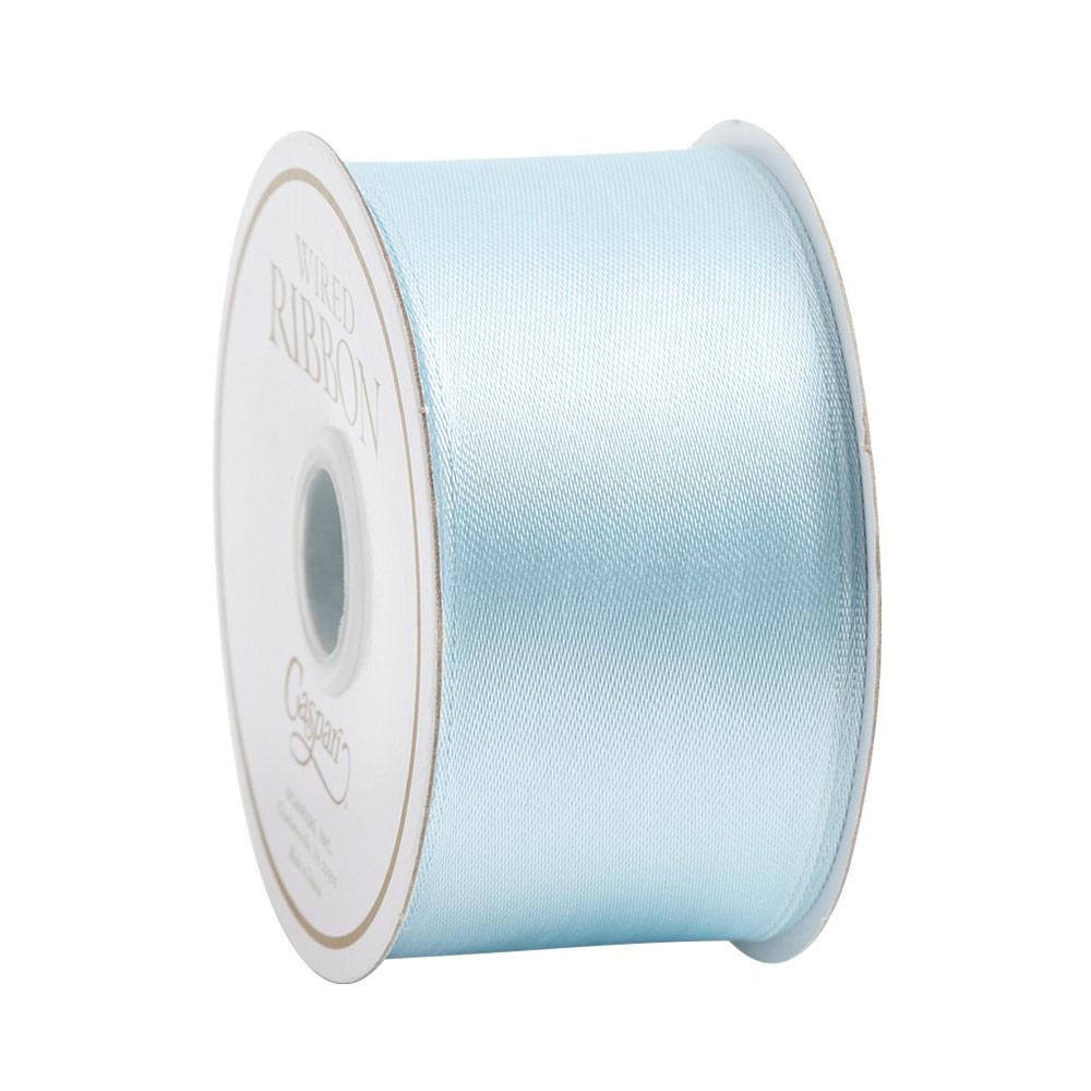 2.5 Light Blue Linen Wire Edge Ribbon - Package Perfect Bows