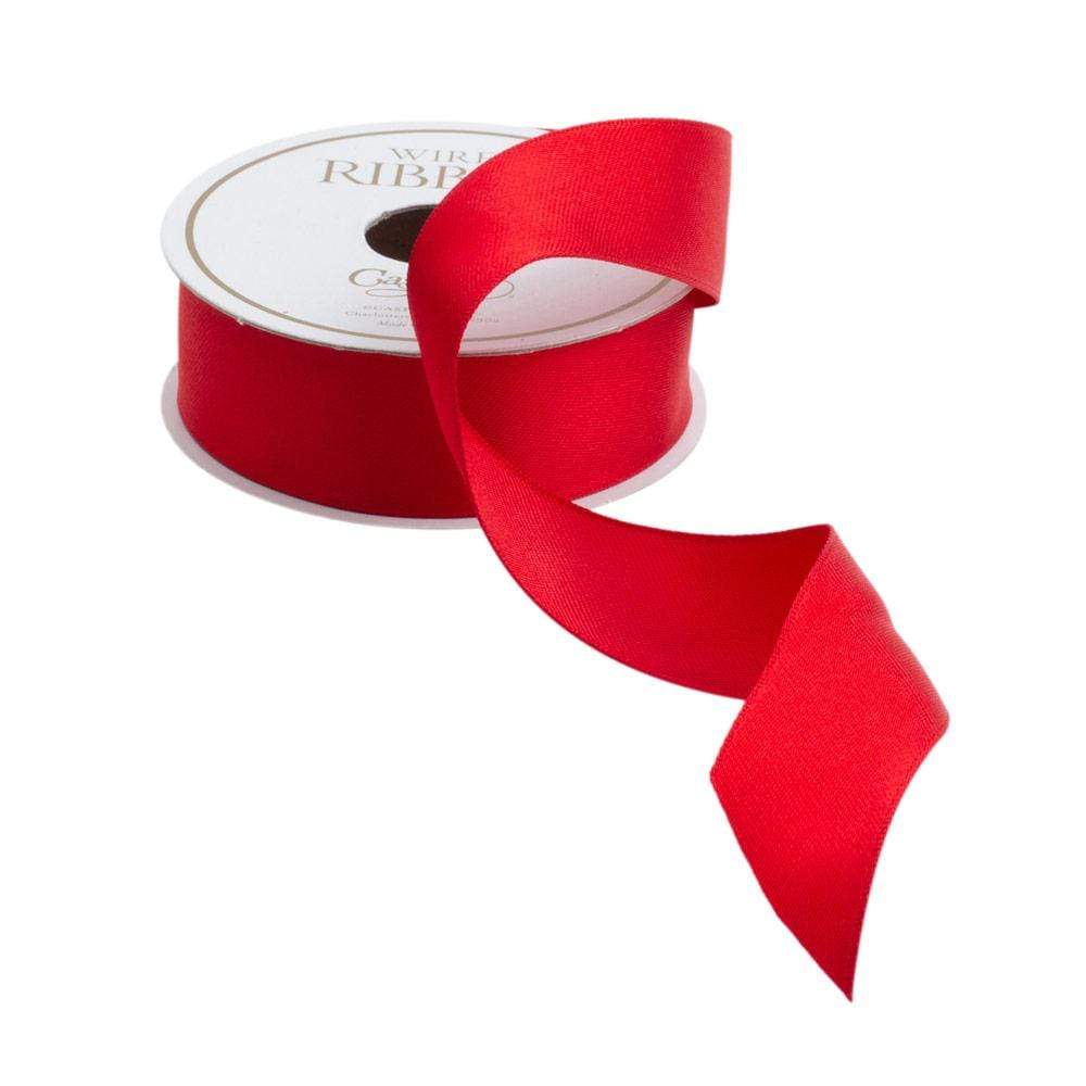 Caspari Narrow Solid Red Satin Gift Ribbon