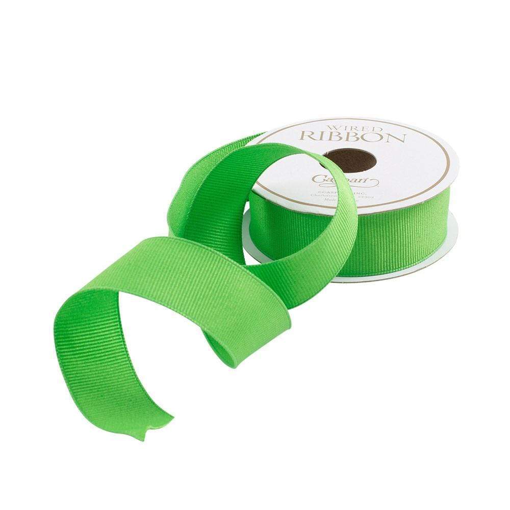 Narrow Lime Green Grosgrain Satin Wired Ribbon - 8 Yard Spool – Caspari