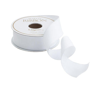 Caspari Narrow White Grosgrain Wired Ribbon - 8 Yard Spool R873