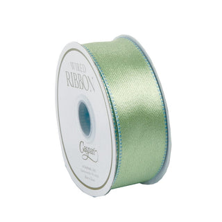 Caspari Duck Egg & Celadon Reversible Satin Wired Ribbon - 10 Yard Spool R945