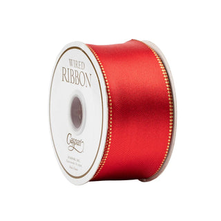 Caspari Satin Red & Gold Reversible Wired Ribbon - 10 Yard Spool R951