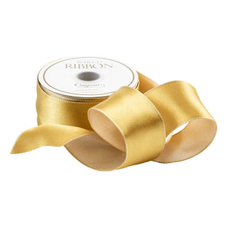 Caspari Satin Ivory & Gold Reversible Wired Ribbon - 6 Yard Spool R953