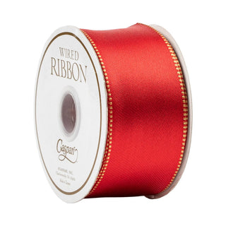 Caspari Satin Red & Gold Reversible Wired Ribbon - 6 Yard Spool R954