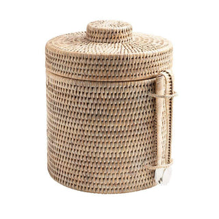 Caspari Rattan Ice Bucket with Tongs in White Natural - 1 Each RS.48W
