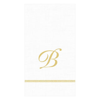 Caspari Hemstitch Script Single Initial Paper Guest Towel Napkins - 20 Per Package 1 Pack / 20 Napkins / B S143G.B