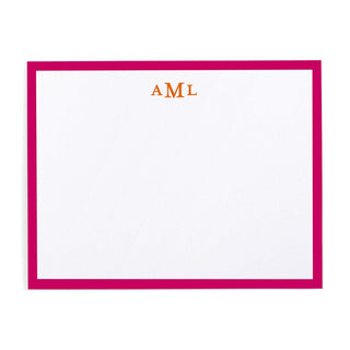 Personalization by Caspari Simple Border Personalized Monogram Correspondence Cards SIMPLEBORDERFUCHSIA_CARD