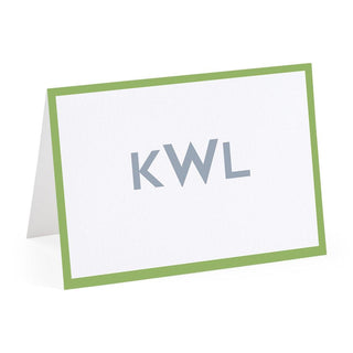 Personalization by Caspari Simple Border Personalized Monogram Folded Note Cards SIMPLEBORDERGREEN_FOLD