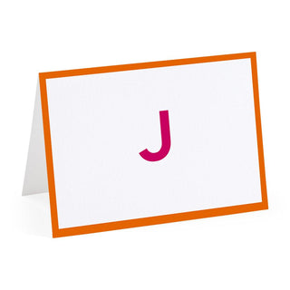 Personalization by Caspari Simple Border Personalized Single Initial Folded Note Cards SIMPLEBORDERORANGE_FOLD