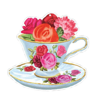 Caspari Tea Cups Decorative Die-Cut Gift Tags - 2 Per Package TAG8927.2