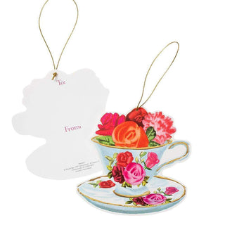 Caspari Tea Cups Decorative Die-Cut Gift Tags - 2 Per Package TAG8927.2