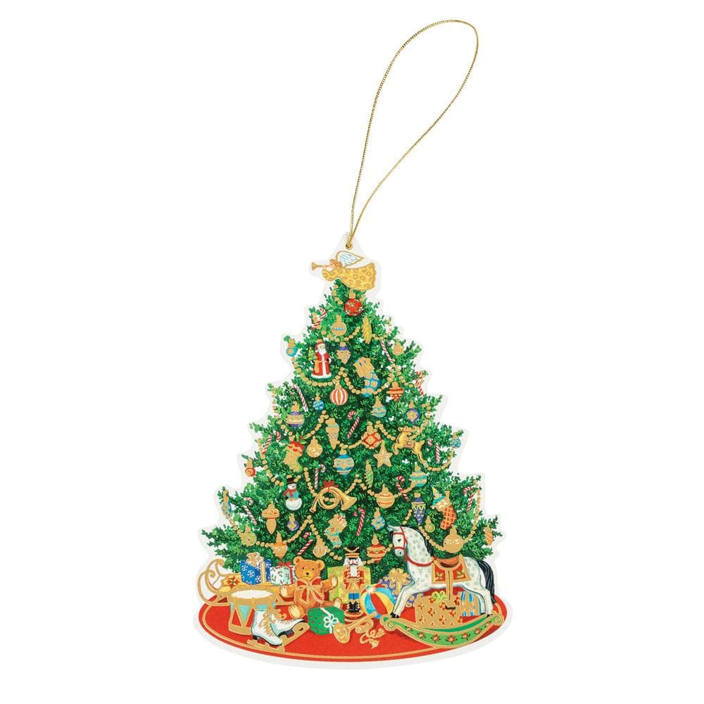 caspari Oh Christmas Tree Decorative Die-Cut Gift Tag - 4 Per Package