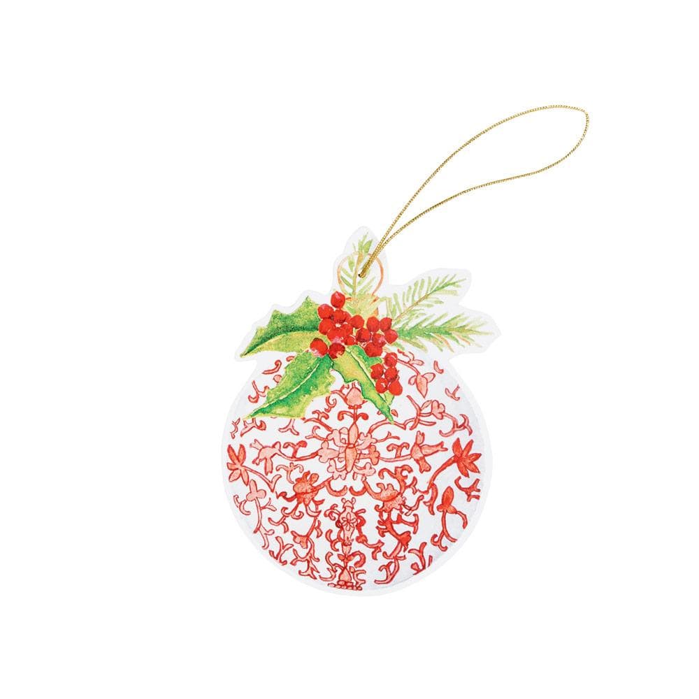 caspari Porcelain Ornaments Die-Cut Gift Tags - 4 Per Package
