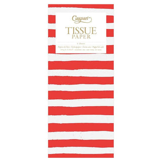 Caspari Painted Stripe Tissue Paper in Red & White - 4 Sheets Included TIS046