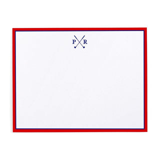 Personalization by Caspari Two-Tone Border Personalized Monogram Correspondence Cards TWOBORDERREDNAVY_CARD