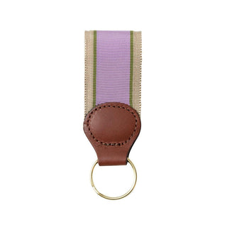 Barrons-Hunter Lavender, Tan & Green Stripe Key Ring with Leather Trim WG222KS
