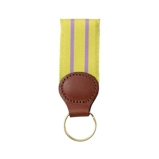 Barrons-Hunter Grass & Lavender Stripe Key Ring with Leather Trim WG248KS