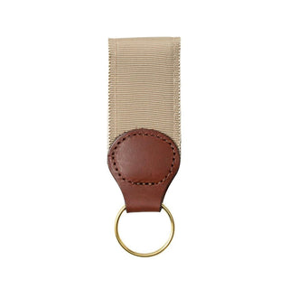 Barrons-Hunter Khaki Grosgrain Key Ring with Leather Trim WG292KS