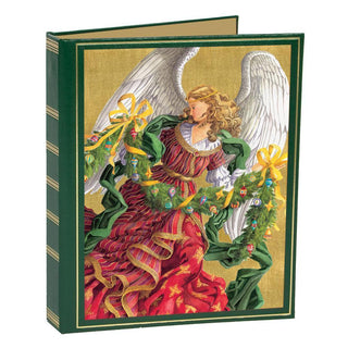 Caspari Angel with Greenery Christmas Card Address Book - 1 Holiday Card List Book with Inserts X398