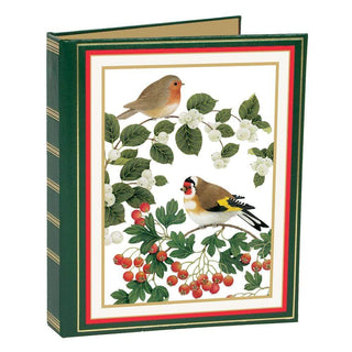 Caspari Birds and Berries Christmas Card Address Book - 1 Holiday Card List Book with Inserts X401